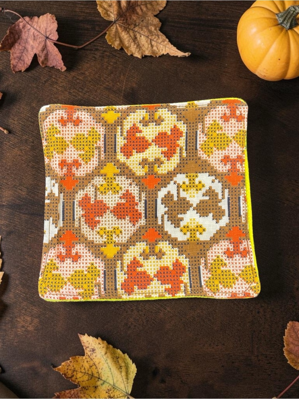 Bright Groovy Vintage Terrycloth Coaster Set- Pink, Yellow, Turquoise